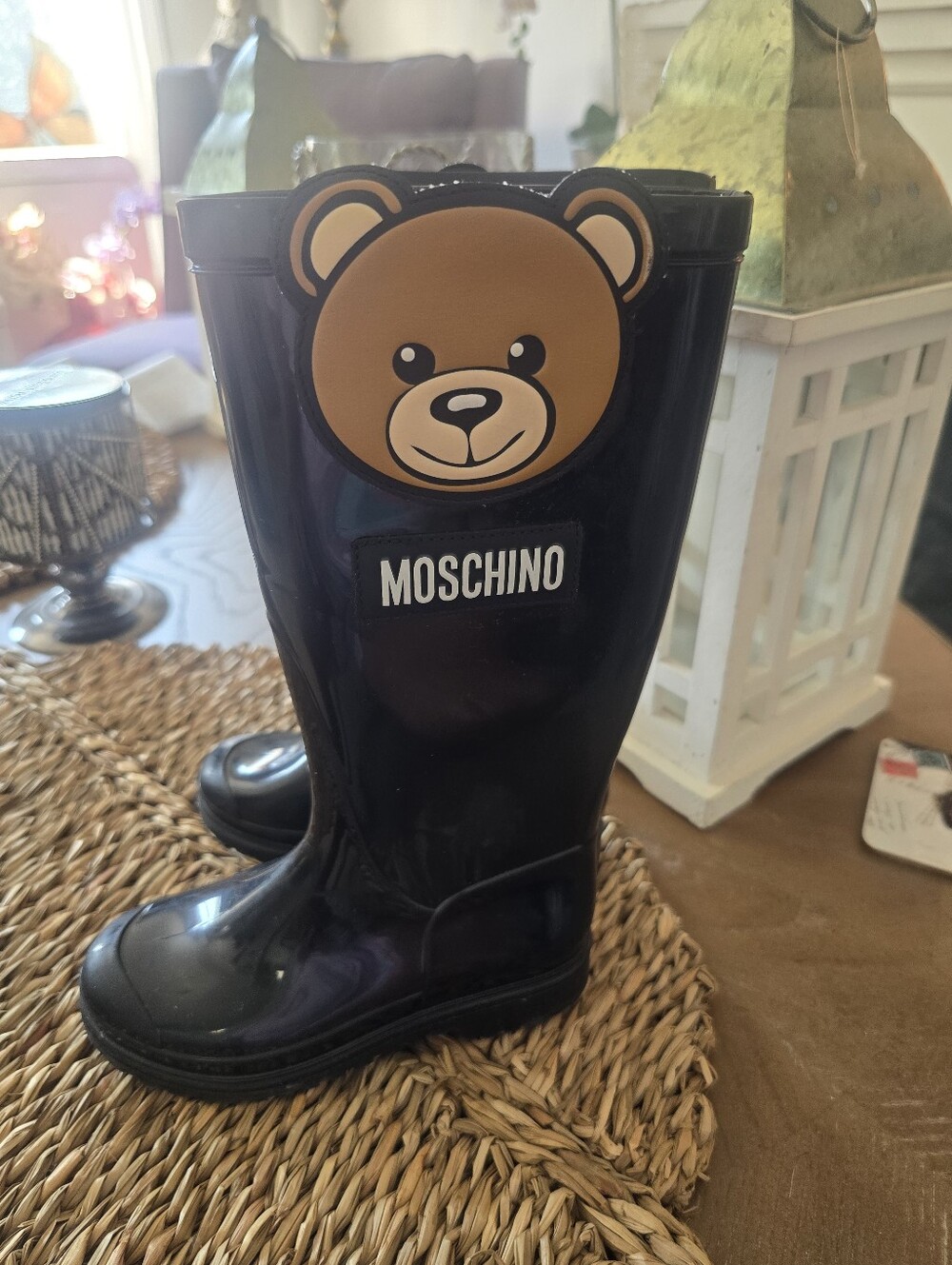 Moschino Kids Black Teddy Rain Boots